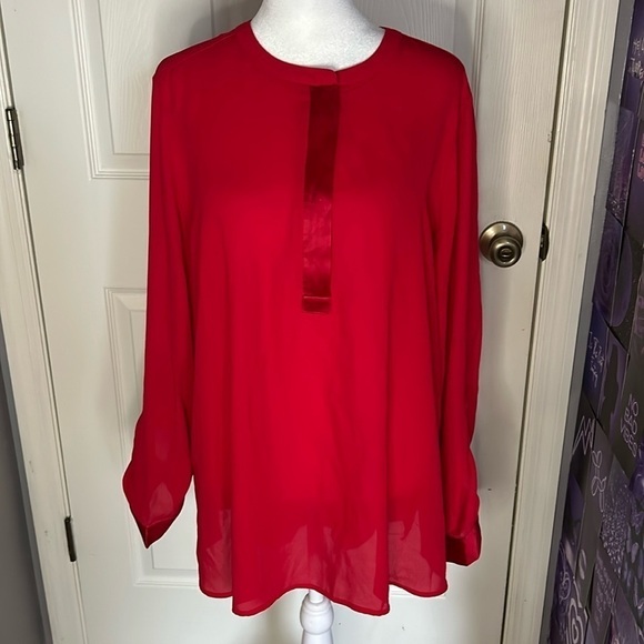 Apt. 9 red long sleeve 3/4 zip blouse size XXL - Picture 1 of 3